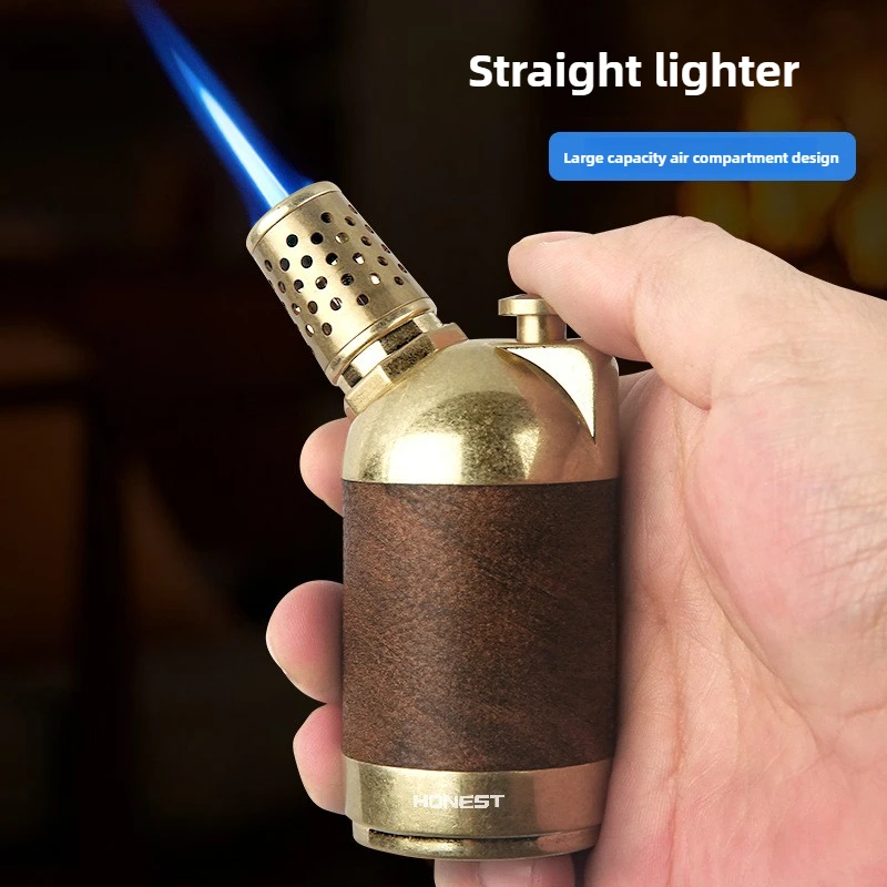 Fire Piston Starter - ไฟแช็คกันลม HONEST แบบเจ็ท ใช้แก๊สบิวเทน สำหรับจุดซิการ์/บาร์บีคิว พร้อมช่องใส่แก๊สขนาดใหญ่
