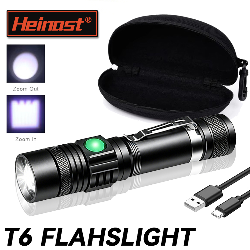 Outdoor Adventures - ไฟฉาย LED T6 แบบชาร์จไฟได้, ไฟฉายซูมได้ 18650,