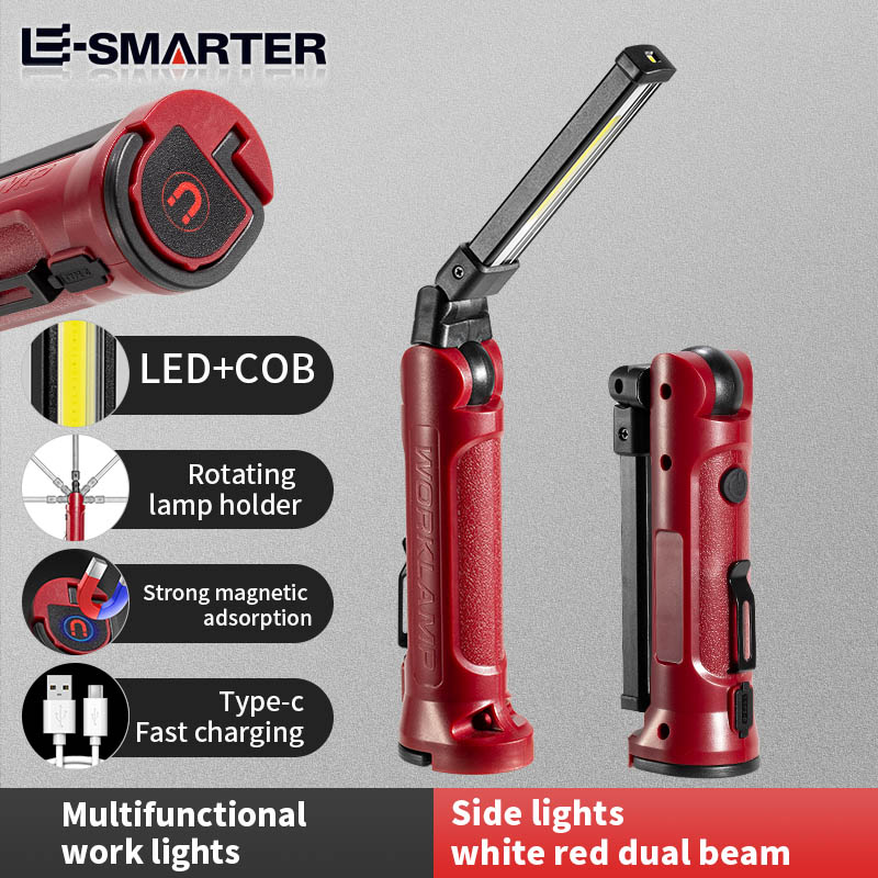 Outdoor Adventures - COB LED ไฟทำงานแบบชาร์จไฟได้พับไฟฉายกลางแจ้งแคมป์ปิ้งซ่อมรถยนต์โคมไฟแบบพกพาพร้อมตะขอแขวนแม่เหล็ก