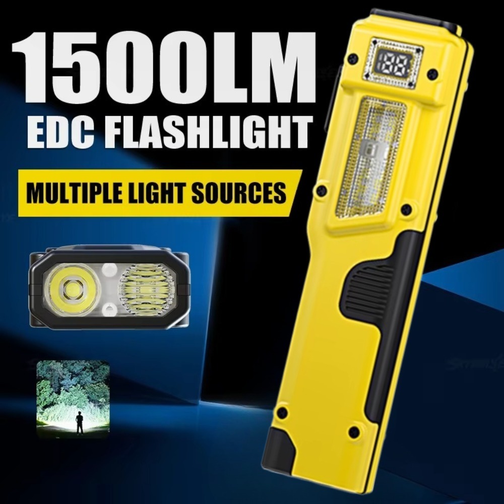 Outdoor Adventures - ไฟฉาย LED แบบชาร์จไฟได้ EDC บางเฉียบ พร้อมจอแสดงผลแบตเตอรี่