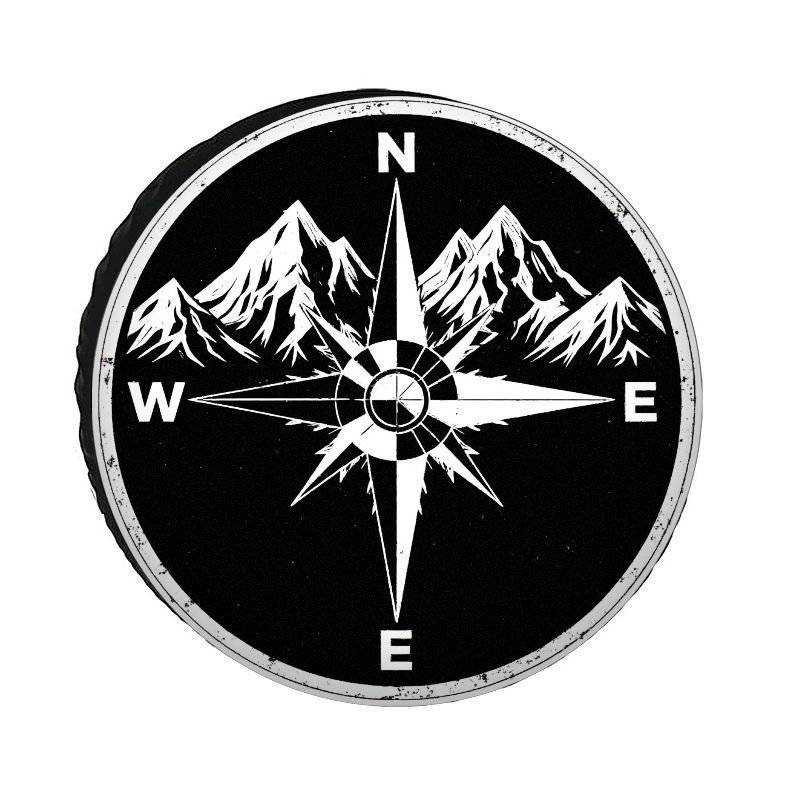 Outdoor Adventure Vehicles - ผ้าคลุมยางอะไหล่สำหรับรถออฟโรด ยี่ห้อ Mountain Compass สำหรับกิจกรรมกลางแจ้ง ผลิตจากโพลีเอสเตอร์