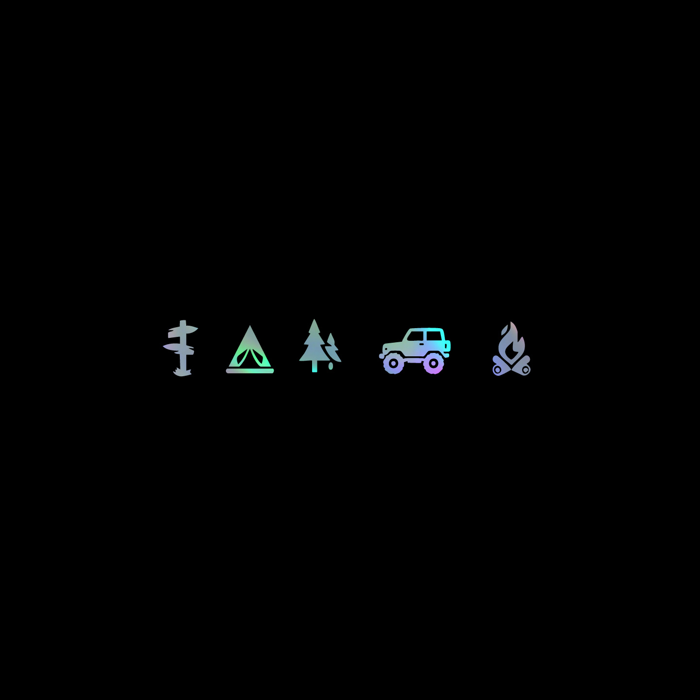 Outdoor Adventure Vehicles - สติกเกอร์ไวนิลกันน้ำลายผจญภัยกลางแจ้ง ลายป้ายบอกทาง เต็นท์ ต้นไม้ แคมป์ไฟ สำหรับตกแต่งรถยนต์