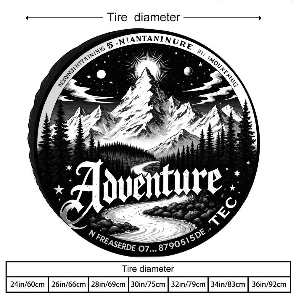 Outdoor Adventure Vehicles - ผ้าคลุมยางอะไหล่ Adventure Mountain ทำจากเส้นใยโพลีเอสเตอร์ กันน้ำ สำหรับอุปกรณ์เสริมรถยนต์กลางแจ้ง