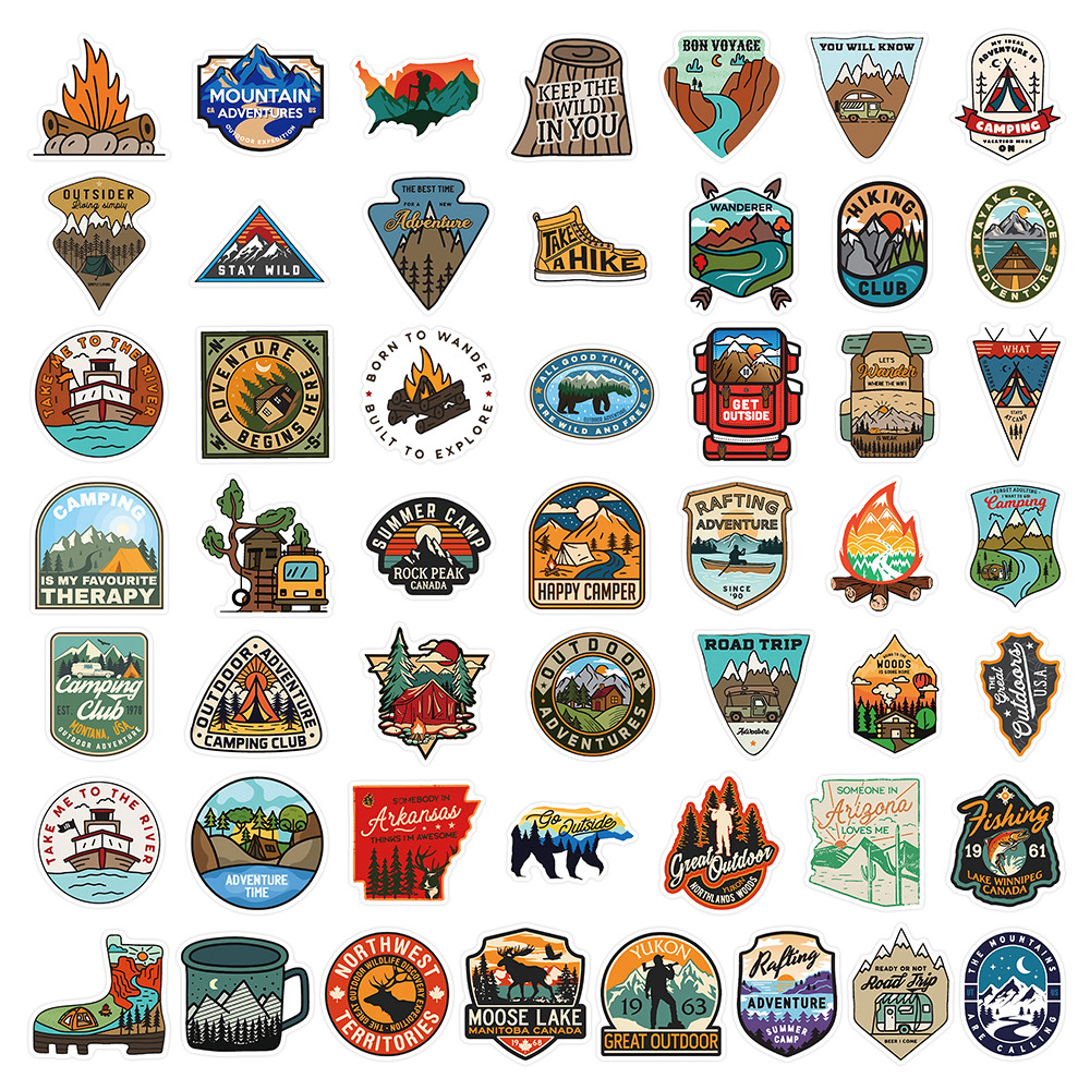 สติกเกอร์ผจญภัยกลางแจ้ง 50 แผ่ - Outdoor Adventure Stores บทวิจารณ์และราคา