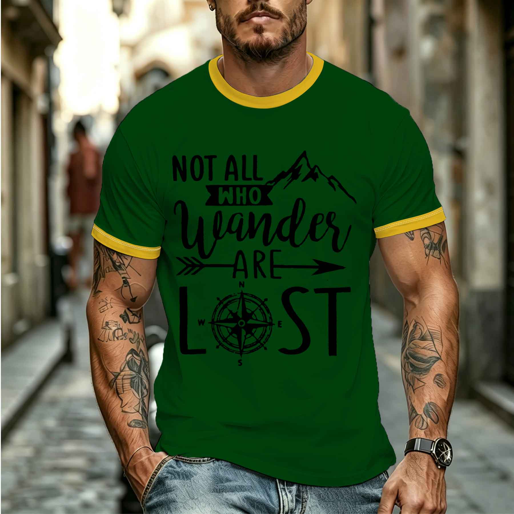 2026 รุ่นใหม่ เสื้อยืดผู้ชายสไ - Outdoor Adventure Quotes Short บทวิจารณ์และราคา