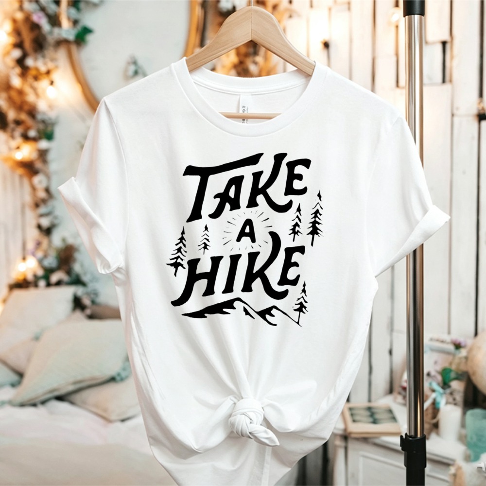 เสื้อยืดลายกราฟิกภูเขาไพน์ทรีส - Outdoor Adventure Quotes Short บทวิจารณ์และราคา