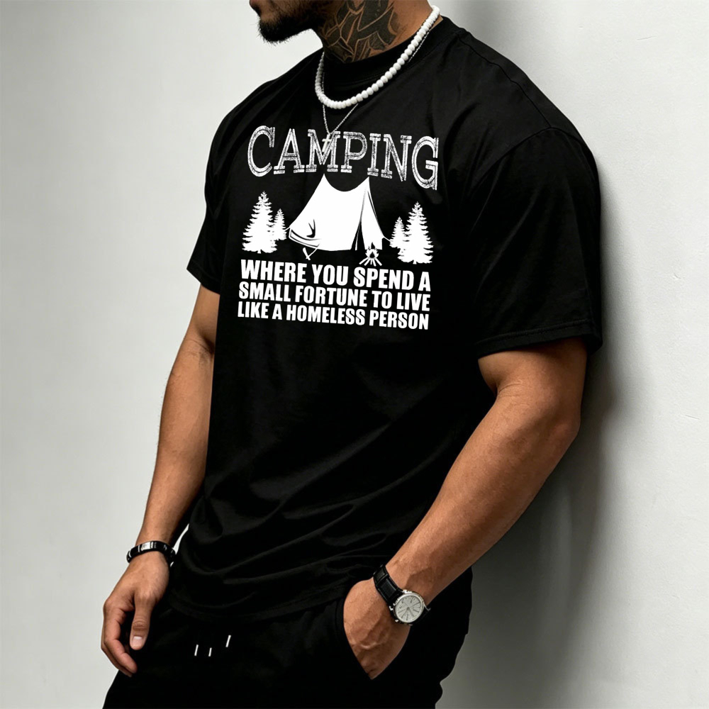 เสื้อยืดผู้ชายลายต้นสนพร้อมข้อ - Outdoor Adventure Quotes Short บทวิจารณ์และราคา